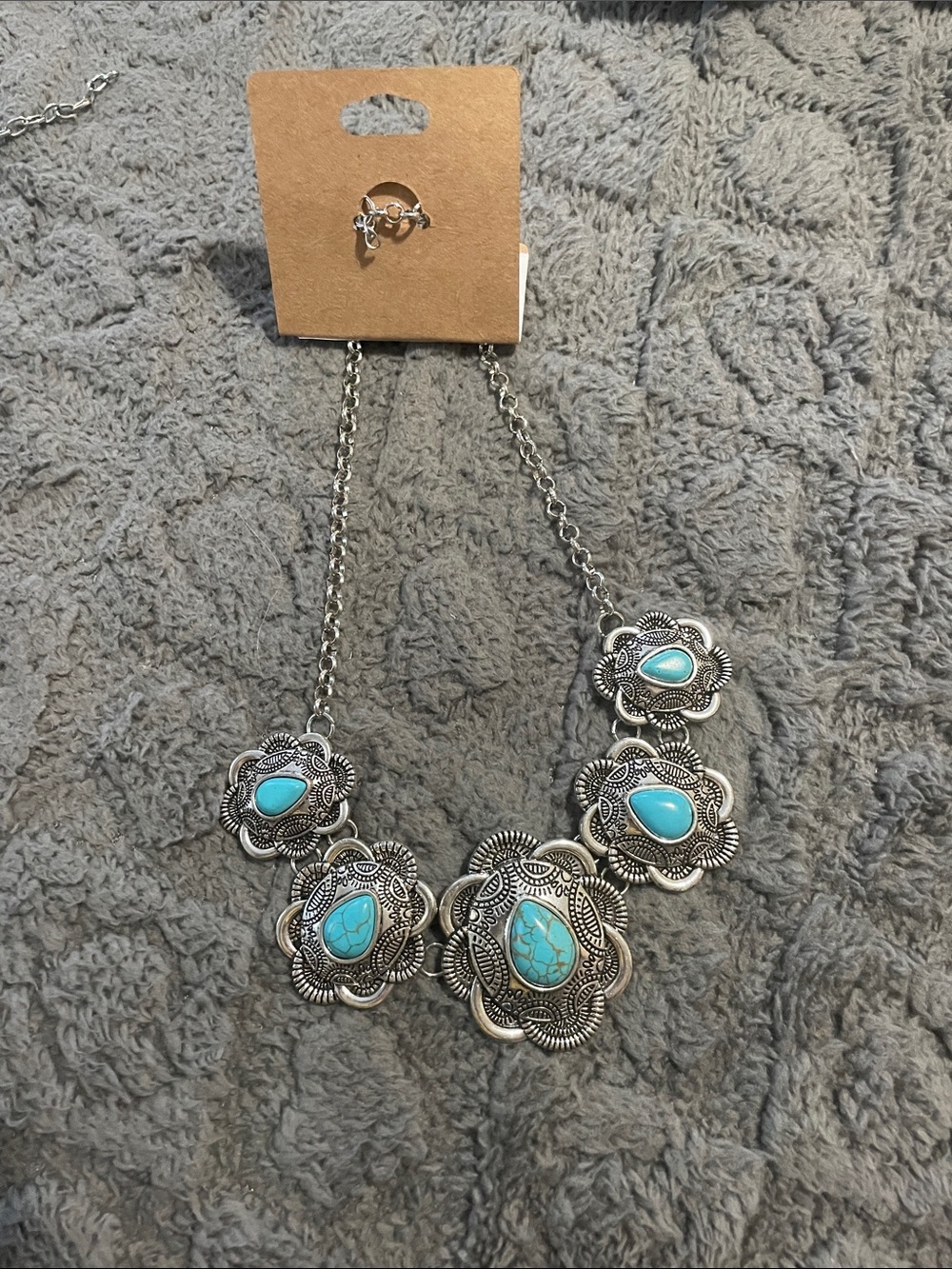 Boho Silver-Tone Turquoise Statement Necklace - Women Jewelry